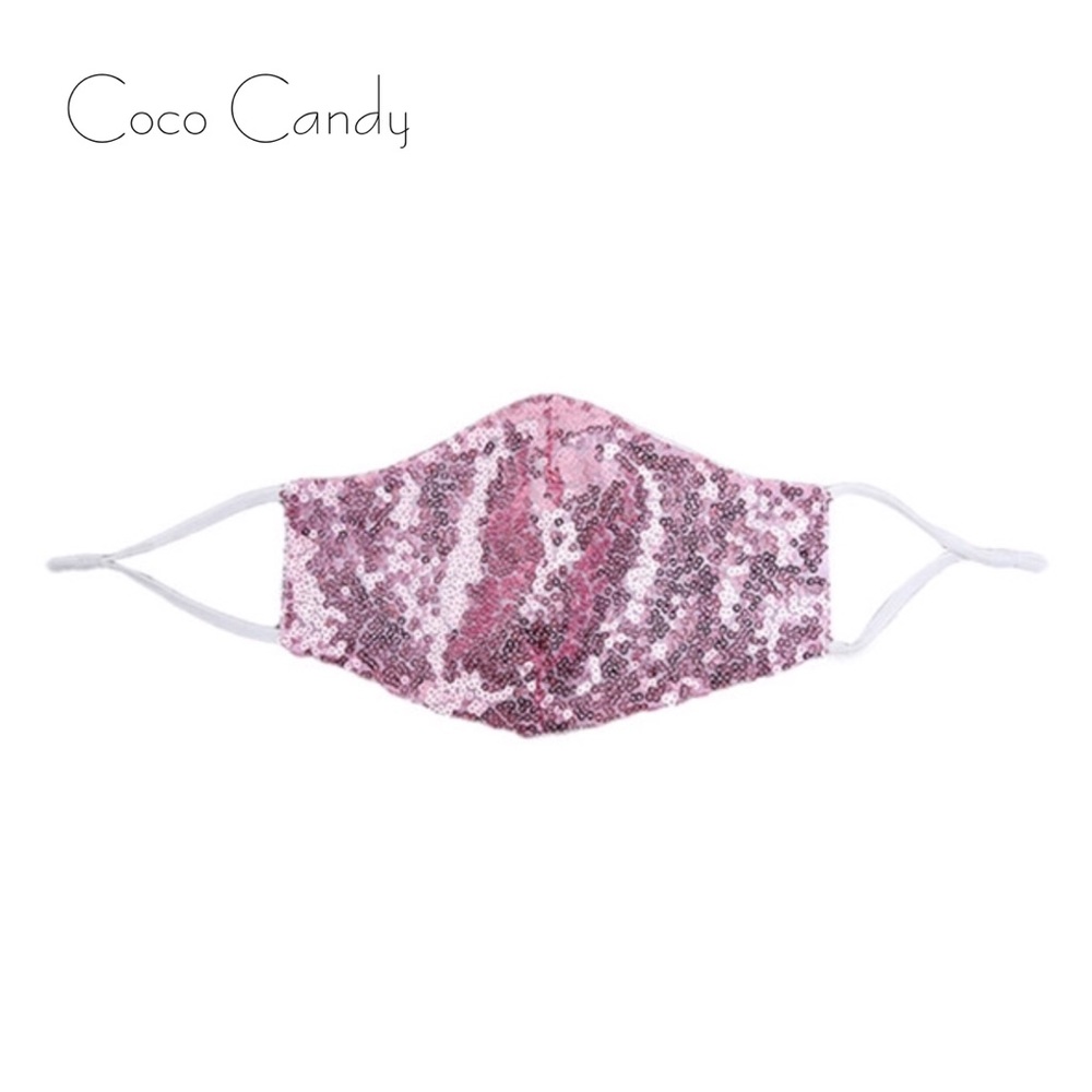 🆕Luxury Pink Sequin Face Mask - Picture 3 of 12